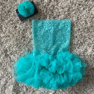 Newborn Tutu with lace and a headband